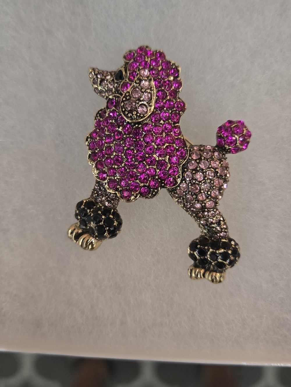 Pink Crystal Poodle Brooch